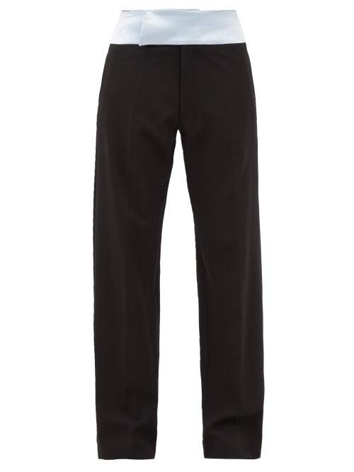 Maximilian - Colour-block Tailored Crepe Trousers - Womens - Black