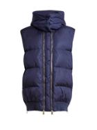 Matchesfashion.com Stella Mccartney - Detachable Hood Quilted Gilet - Womens - Dark Blue