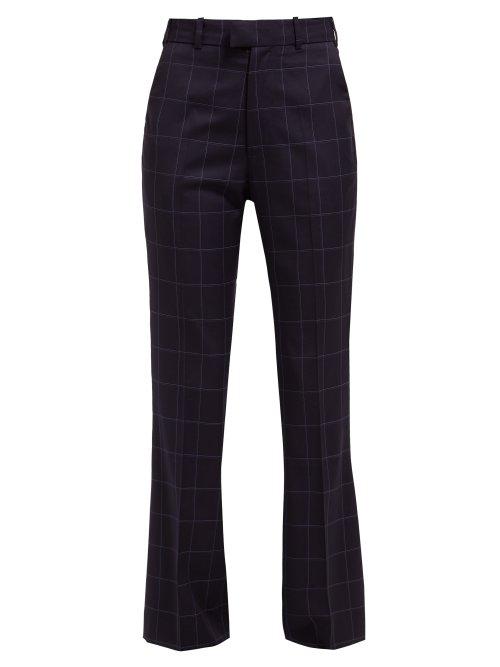 Matchesfashion.com Martine Rose - High Rise Checked Wool Trousers - Womens - Navy