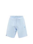 Ami - Ami De Caur-logo Cotton-jersey Track Shorts - Mens - Light Blue