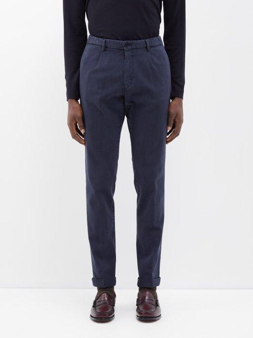 Thom Sweeney - Elasticated-waist Twill Chino Trousers - Mens - Navy