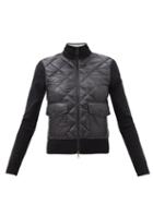 Moncler - Down-panelled Zipped Wool Cardigan - Womens - Black