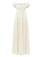 Matchesfashion.com Giambattista Valli - Off-the-shoulder Lace-trimmed Silk-georgette Gown - Womens - Ivory