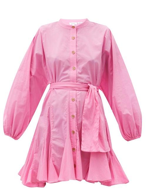 Matchesfashion.com Rhode - Emma Balloon-sleeve Cotton-poplin Dress - Womens - Light Pink