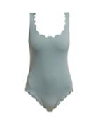 Matchesfashion.com Marysia - Palm Springs Scallop Edged Swimsuit - Womens - Blue