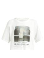 Matchesfashion.com Mm6 Maison Margiela - Polaroid Print Cropped Cotton T Shirt - Womens - White Multi