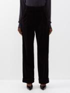 Gucci - High-rise Pleated Cotton-blend Velvet Trousers - Womens - Black