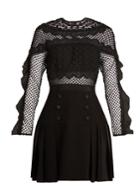 Self-portrait Bellis Guipure-lace And Pleated-crepe Dress