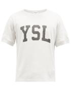 Saint Laurent - Logo-print Cotton-jersey T-shirt - Mens - White