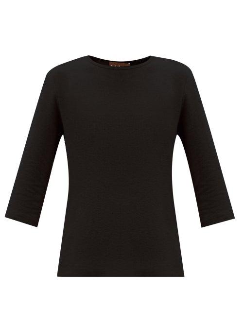 Matchesfashion.com Albus Lumen - Cropped-sleeve Cotton-blend Terry Top - Womens - Black