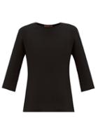 Matchesfashion.com Albus Lumen - Cropped-sleeve Cotton-blend Terry Top - Womens - Black
