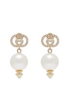Matchesfashion.com Gucci - Crystal Embellished Gg Earrings - Womens - Pearl