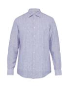 Matchesfashion.com Massimo Alba - Striped Linen Poplin Shirt - Mens - Blue
