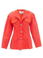 Ganni - Colour-block Tailored Denim Jacket - Womens - Orange