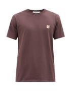 Maison Kitsun - Fox Head-patch Cotton-jersey T-shirt - Mens - Brown