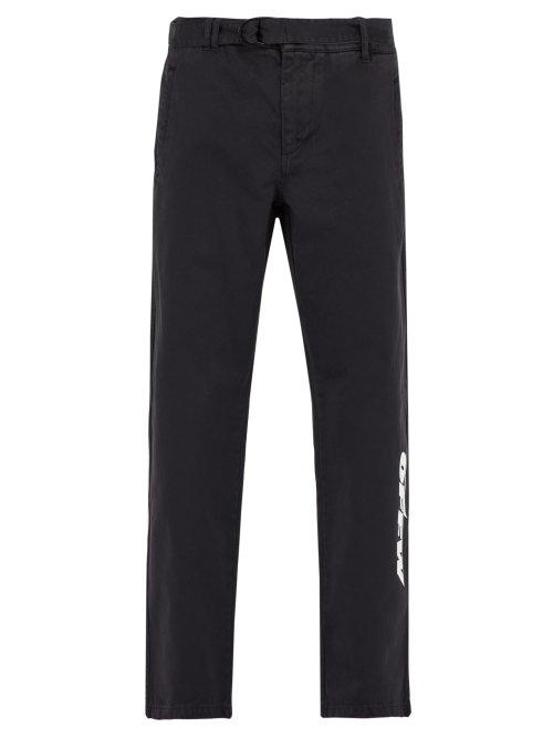 Matchesfashion.com Off-white - Logo Print Cotton Chino Trousers - Mens - Black