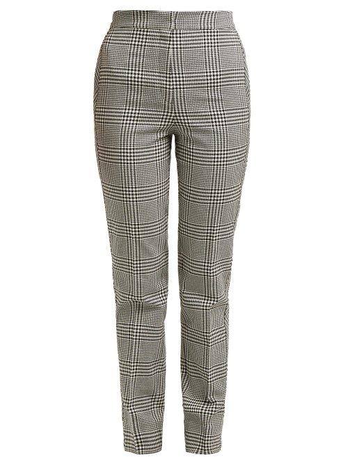 Matchesfashion.com Erdem - Emanuelle Checked Silk Blend Trousers - Womens - Black White