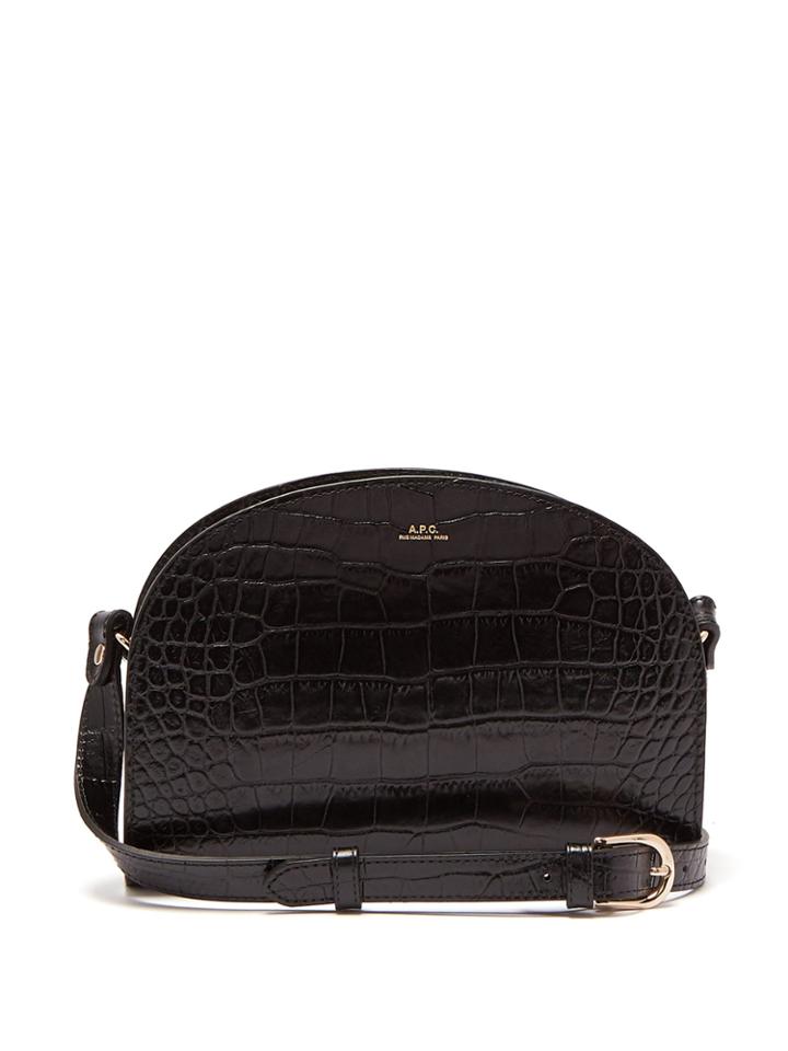 A.p.c. Half Moon Crocodile-effect Leather Cross-body Bag