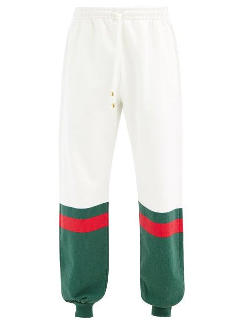 Matchesfashion.com Gucci - Logo-stripe Loopback Cotton-jersey Track Pants - Mens - Green White
