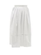 Matchesfashion.com Thierry Colson - Kirov Lace-insert Cotton Midi Skirt - Womens - White