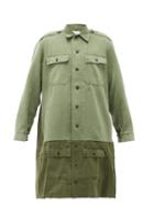 Matchesfashion.com Myar - Banded-hem Longline Cotton-twill Shirt Dress - Womens - Khaki
