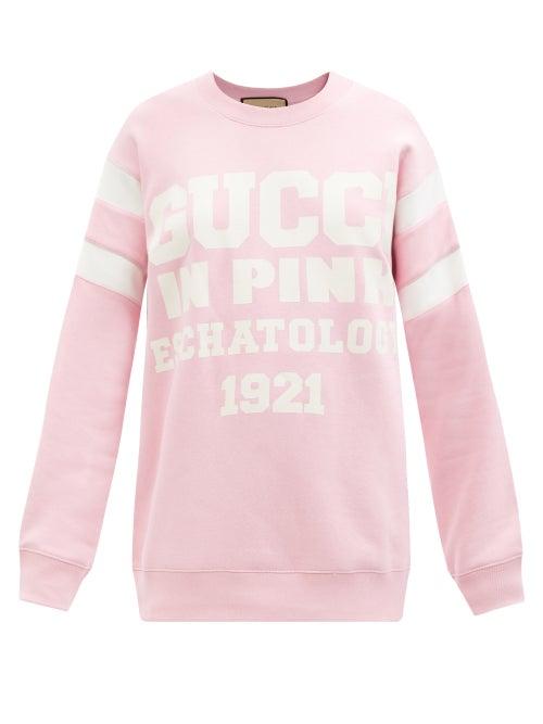 Ladies Rtw Gucci - Logo-print Cotton-jersey Sweatshirt - Womens - Pink