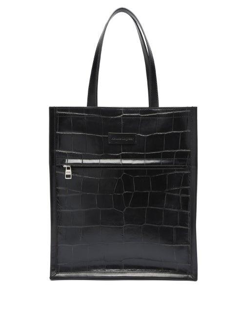 Matchesfashion.com Alexander Mcqueen - Logo-debossed Crocodile-effect Leather Tote - Mens - Black