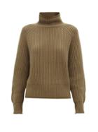 Matchesfashion.com Allude - Roll-neck Ribbed Cashmere Sweater - Womens - Khaki