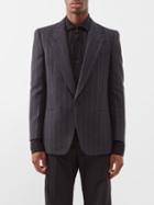 Saint Laurent - Single-breasted Wool-blend Pinstripe Blazer - Mens - Dark Grey