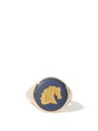 Matchesfashion.com Ferian - Horse Wedgwood Cameo & 9kt Gold Signet Ring - Womens - Navy Gold