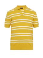 Matchesfashion.com Altea - Intarsia Striped Knitted Cotton Polo Shirt - Mens - Yellow