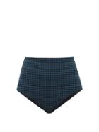 Matchesfashion.com Belize - Pepe Gingham-seersucker High-rise Bikini Briefs - Womens - Black Blue