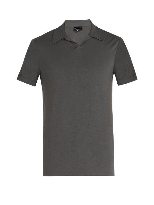 Matchesfashion.com Giorgio Armani - Jersey Polo Shirt - Mens - Dark Grey