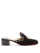 Matchesfashion.com Christian Louboutin - Evening 35 Sun Crest Embellished Mules - Womens - Black Gold