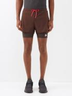 District Vision - Aaron Layered Jersey Running Shorts - Mens - Brown