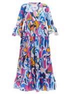 Matchesfashion.com La Doublej - Jennifer Jane Luna Park-print Cotton Dress - Womens - Blue Print