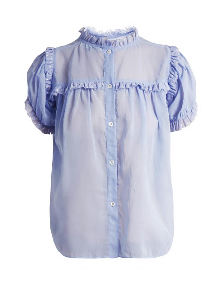 Jupe By Jackie Lemon Drop Dot-embroidered Cotton-organdy Top