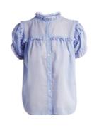 Jupe By Jackie Lemon Drop Dot-embroidered Cotton-organdy Top
