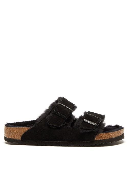 Birkenstock - Arizona Shearling-lined Suede Sandals - Womens - Black