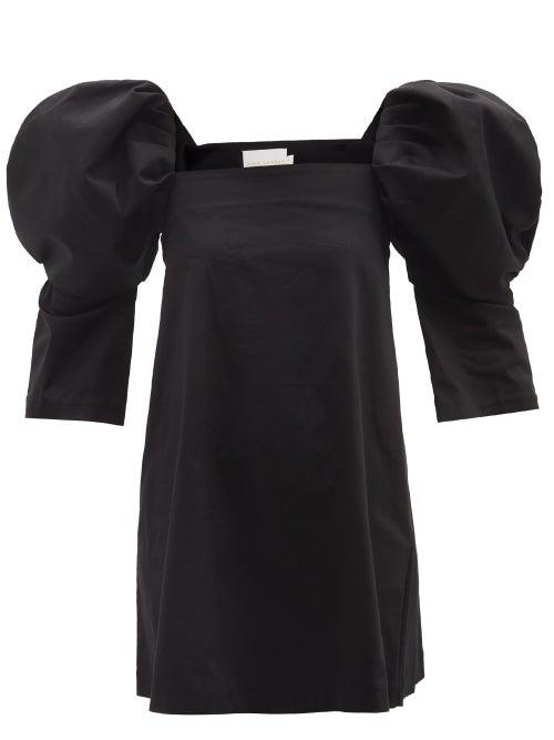 Kika Vargas - Nagita Puff-sleeve Cotton-blend Dress - Womens - Black