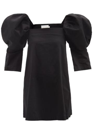 Kika Vargas - Nagita Puff-sleeve Cotton-blend Dress - Womens - Black