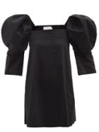 Kika Vargas - Nagita Puff-sleeve Cotton-blend Dress - Womens - Black