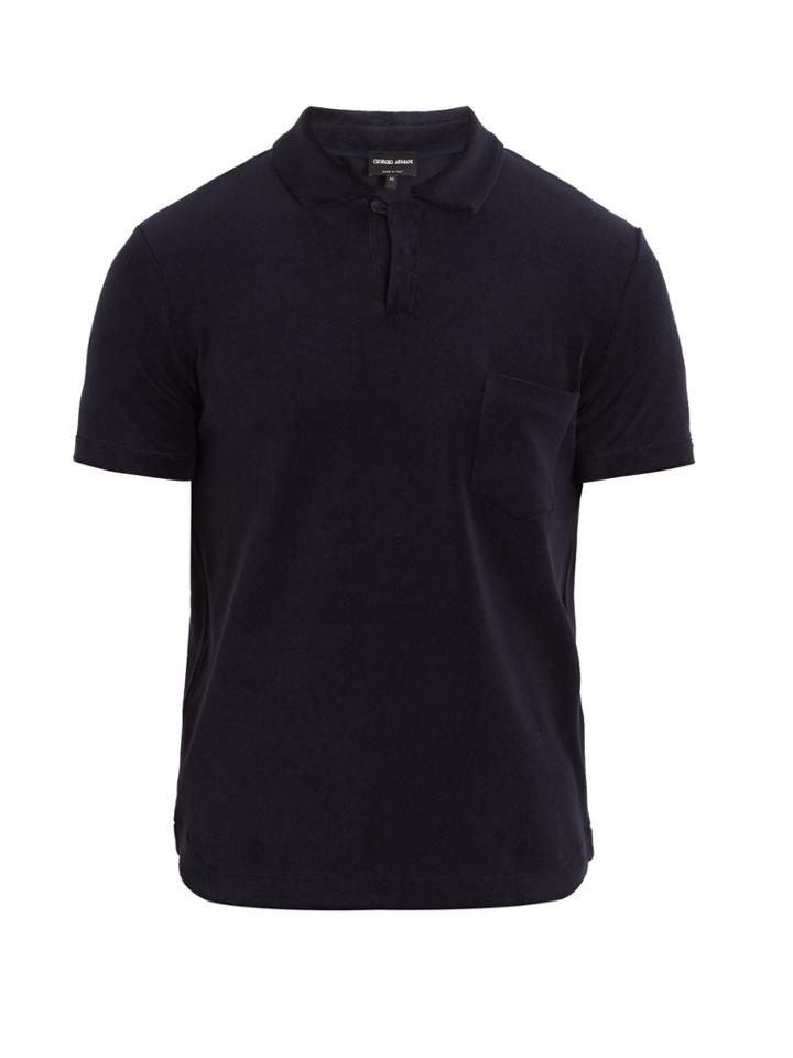 Giorgio Armani Short-sleeved Cotton-blend Towelling Polo Shirt