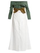 Isa Arfen Double-knot Striped Cotton Shirtdress