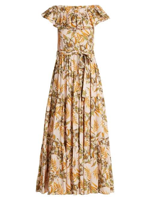 Matchesfashion.com La Doublej - Floral Print Stretch Woven Dress - Womens - Yellow Multi