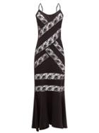 Matchesfashion.com Sir - Aries Chantilly-lace Silk-charmeuse Slip Dress - Womens - Black