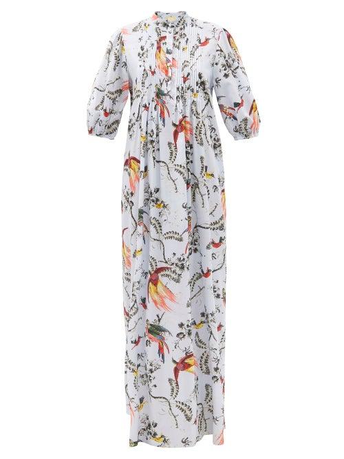 Ladies Rtw Erdem - Mustique Parrot-print Cotton-blend Dress - Womens - Blue Multi