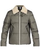 Matchesfashion.com Helmut Lang - Shearling Trimmed Silk Organza Down Jacket - Mens - Black