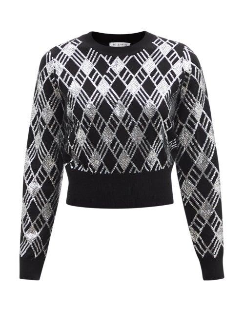 Bella Freud - Duke Of Argyle Sequinned Merino Sweater - Womens - Black Silver