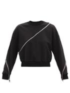 Alexander Mcqueen - Zipped Cotton-jersey Sweatshirt - Womens - Black